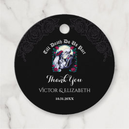 Gothic Till Death Skeleton Roos Dank u Bedankjes Labels