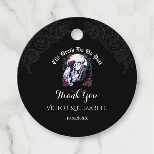 Gothic Till Death Skeleton Roos Dank u Bedankjes Labels (Voorkant)