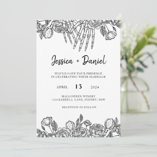 Gothic Till Death Weddenschap Uitnodiging (Staand voorkant)