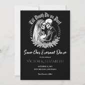 Gothic Till Death Zwart Elegant Skeleton Wedding Save The Date (Voorkant)