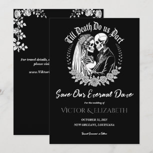 Gothic Till Death Zwart Elegant Skeleton Wedding Save The Date