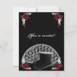 Gothic Top Hat en Fan Victoriaans Wedding Kaart