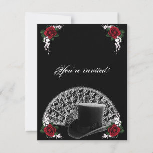 Gothic Top Hat en Fan Victoriaans Wedding Kaart