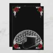 Gothic Top Hat en Fan Victoriaans Wedding Kaart (Voorkant / Achterkant)