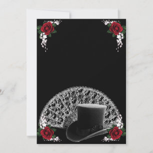 Gothic Top Hat en Fan Victoriaans Wedding Kaart