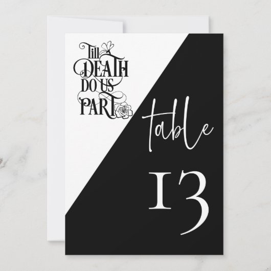 Gothic tot de dood Doe ons deel Trouwtafel nummer Kaart (Achterkant)