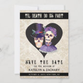 Gothic tot de dood maken ons deel van het skelet save the date (Voorkant)