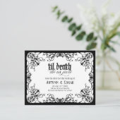 Gothic Tot in het Wit Zwart Bruiloft Save The Date (Staand voorkant)