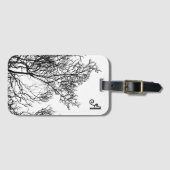 Gothic Tree Black and White Personalized Bagagelabel (Voorkant (horizontaal))