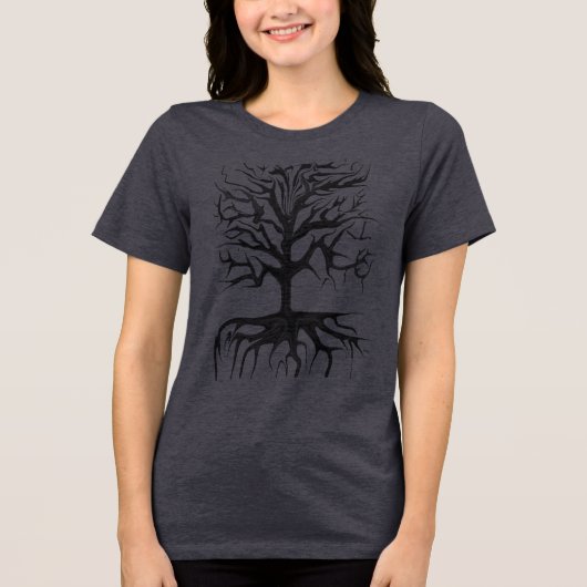 Gothic Tree Halloween Tree Tri-Blend Shirt (Voorkant)