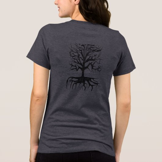 Gothic Tree Halloween Tree Tri-Blend Shirt (Achterkant)