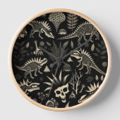 Gothic Tribal Dinosaur Skeleton Wall Clock (Voorkant)