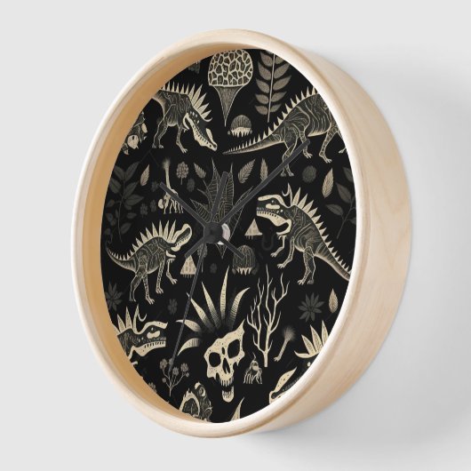 Gothic Tribal Dinosaur Skeleton Wall Clock (Hoek)