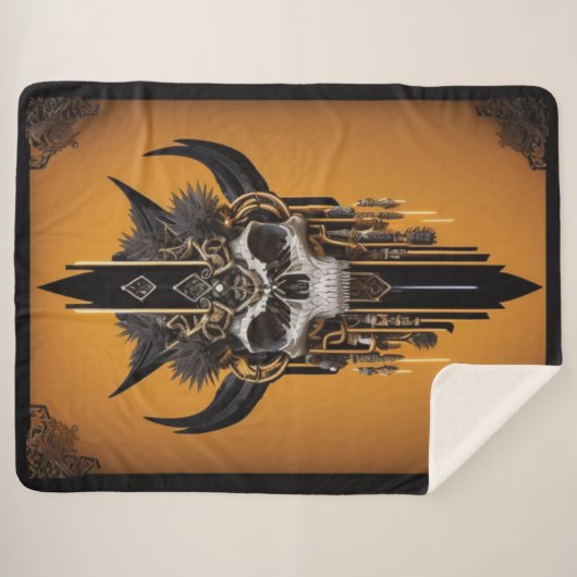 Gothic Tribal Skull Sherpa Blanket Sherpa Deken (Voorkant (horizontaal))