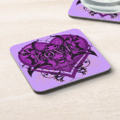 Gothic Tribal Vlaams Paars Hart met LOVE Onderzetter (Linkerzijde)