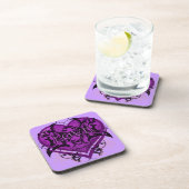 Gothic Tribal Vlaams Paars Hart met LOVE Onderzetter (Rechterzijde)