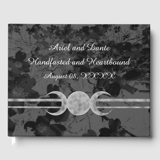 Gothic Triple Moon Floral Wedding Handfasting Ste Gastenboek (Voorkant)