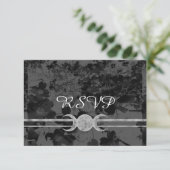 Gothic Triple Moon Floral Wedding Handfasting Ste RSVP Kaartje (Staand voorkant)