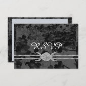 Gothic Triple Moon Floral Wedding Handfasting Ste RSVP Kaartje (Voorkant / Achterkant)