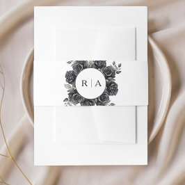 Gothic Trouw Uitnodiging Zwarte Bloemen Buikband Uitnodigingen Wikkel