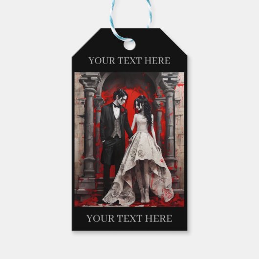 Gothic Trouwpaar Verlaat de kerk Cadeaulabel (Voorkant)