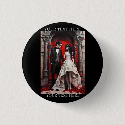 Gothic Trouwpaar Verlaat de kerk Ronde Button 3,2 Cm (Voorkant)