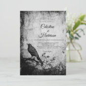 Gothic Tuin Raven Zwarte Bruiloft Kaart (Staand voorkant)