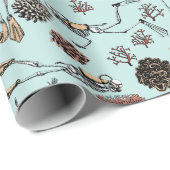 Gothic Turqoise Skeleton Scuba Diver en Koraal Cadeaupapier (Rol Hoek)