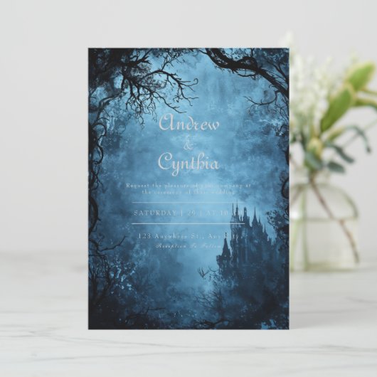 Gothic Twilight bruiloft uitnodiging (Staand voorkant)