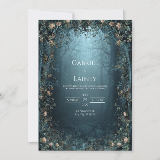 Gothic Twilight Forest Archway Peach Floral Misty Kaart (Voorkant)