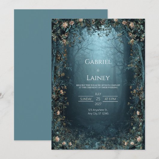 Gothic Twilight Forest Archway Peach Floral Misty Kaart (Voorkant / Achterkant)