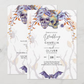 Gothic Uitnodiging Trouwkaart Paarse Sinaasappels (Voorkant / Achterkant)