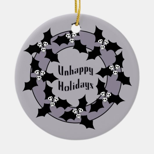 Gothic Unhappy Feestdagen Wreath Keramisch Ornament (Voorkant)