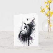 Gothic Unicorn Messine Inkt and Wash Kaart (Gele Bloem)