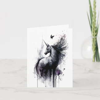 Gothic Unicorn Messine Inkt and Wash Kaart