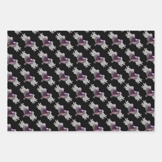 Gothic Valentijn gevleugelde harten Inpakpapier Vel (Voorkant 3)