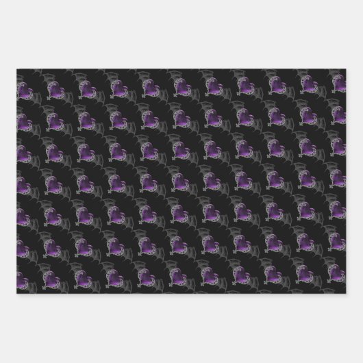 Gothic Valentijn gevleugelde harten Inpakpapier Vel (Voorkant)