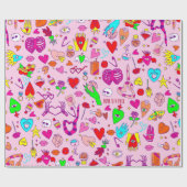 gothic valentijn griezelige schedel menselijk hart cadeaupapier (Vlak)