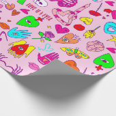 gothic valentijn griezelige schedel menselijk hart cadeaupapier (Hoek)