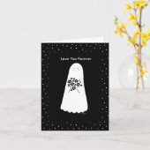 Gothic Valentijn Jubileum Creepy Cute Ghost Boo Kaart (Gele Bloem)