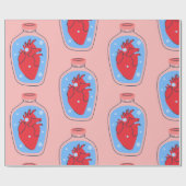 Gothic valentijn macaber roze mensenharten cadeaupapier (Vlak)