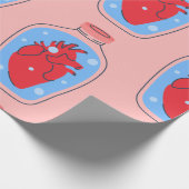 Gothic valentijn macaber roze mensenharten cadeaupapier (Hoek)