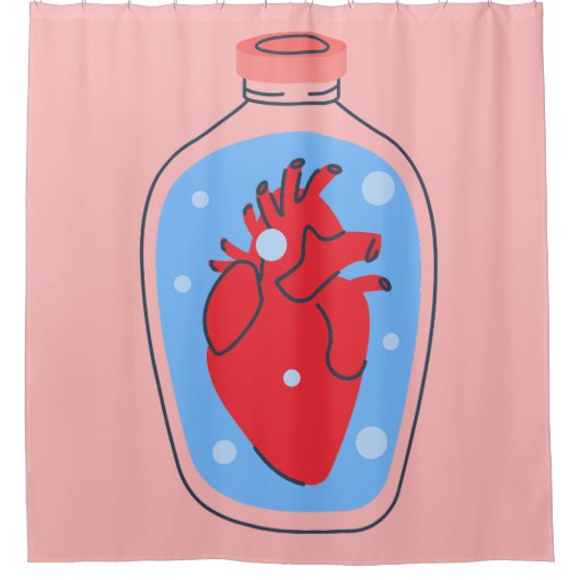 Gothic valentijn macaber roze mensenharten douchegordijn (Voorkant)