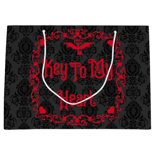 Gothic Valentijn sleutel tot mijn hart rood Groot Cadeauzakje (Voorkant)
