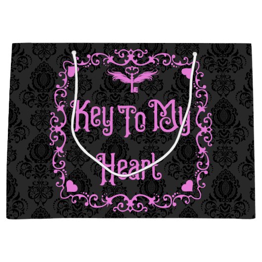 Gothic Valentijn sleutel tot mijn hart roze Groot Cadeauzakje (Voorkant)