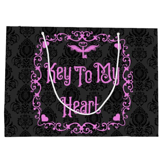 Gothic Valentijn sleutel tot mijn hart roze Groot Cadeauzakje (Achterkant)