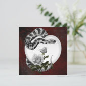 Gothic Valentijn Snake Heart & White Roses Feestdagenkaart (Staand voorkant)