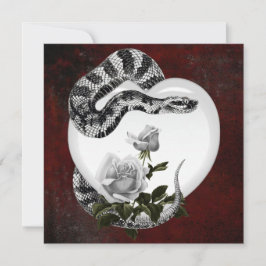 Gothic Valentijn Snake Heart & White Roses Feestdagenkaart