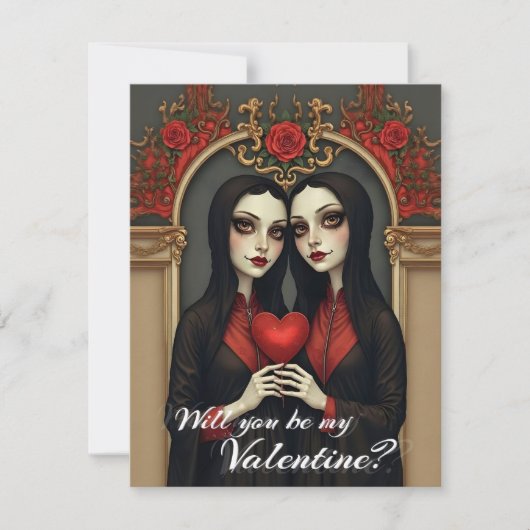 Gothic Valentijn Tweelingen met Rode Hart (Voorkant)