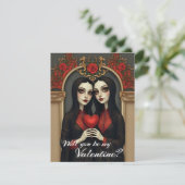 Gothic Valentijn Tweelingen met Rode Hart (Staand voorkant)
